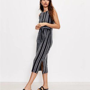 LOFT Eyelash Tie Waist Midi Dress Size L
